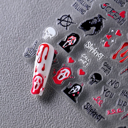 Horror-inspirierte Nagelkunst Aufkleber