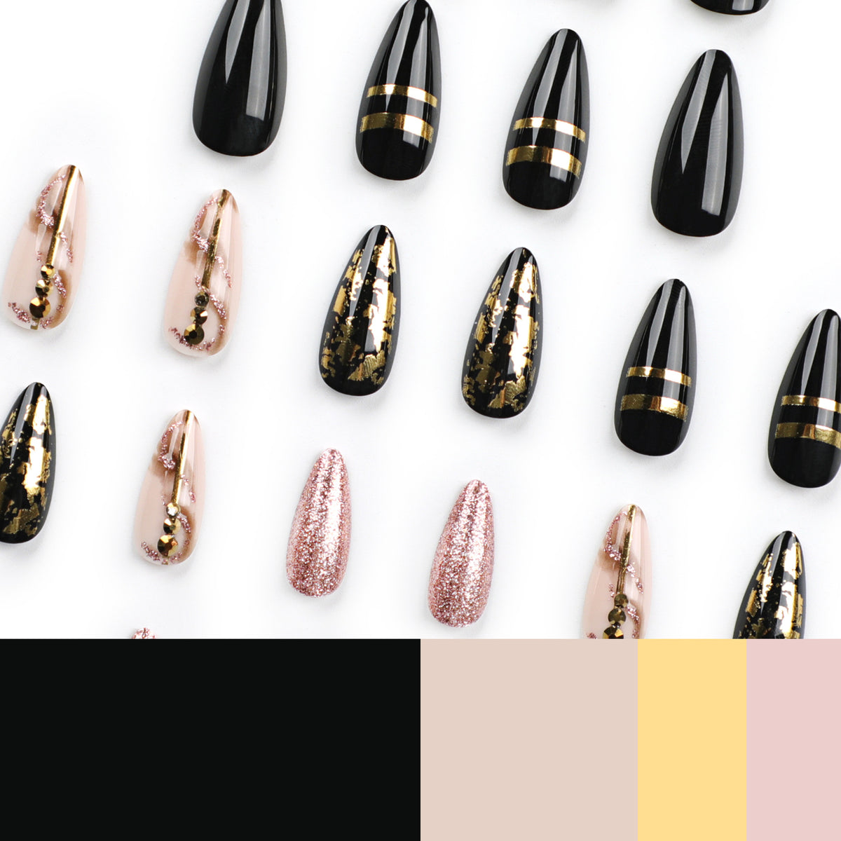 Glamouröse Stiletto-Nägel mit goldenen Akzenten Brehn