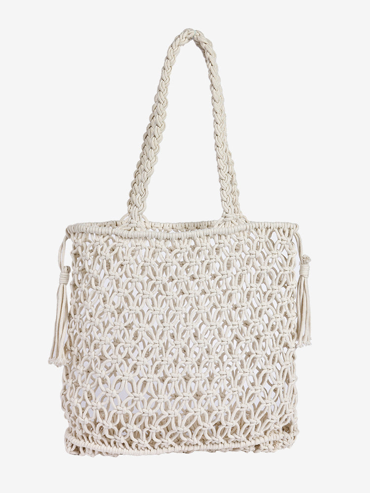 Damen Makramee Strandtasche mit eleganten Fransen Brehn