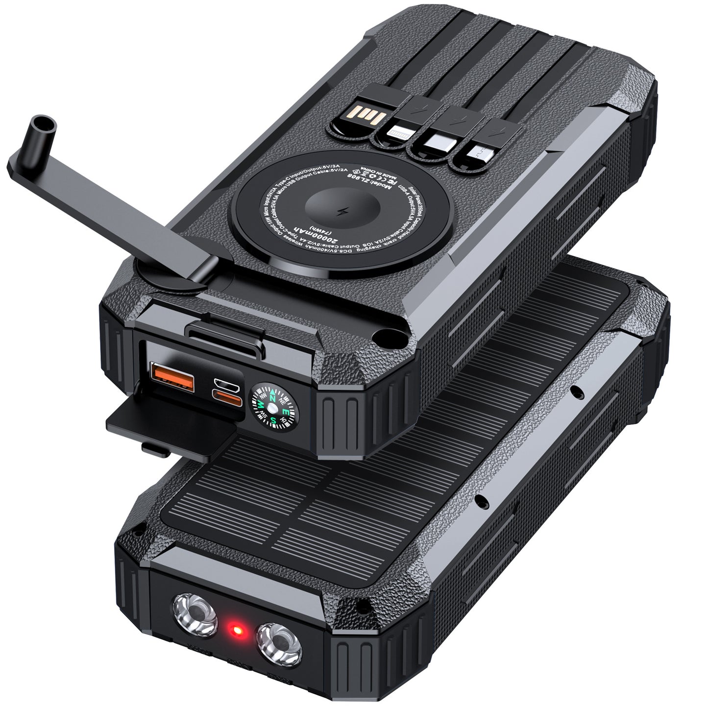 Outdoor Powerbank mit Solarladefunktion und Integrierter Led-Lampe Brehn