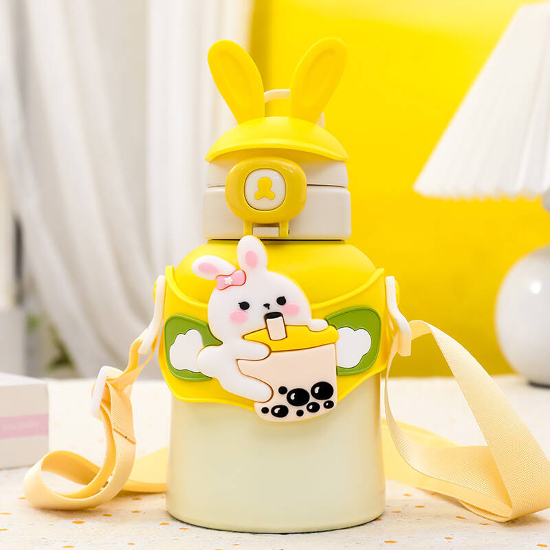 Damen Isolierte Trinkflasche mit buntem Hasenmotiv Brehn