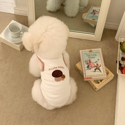 Baumwollstretch-Hundeshirt mit Pilz-Applikation