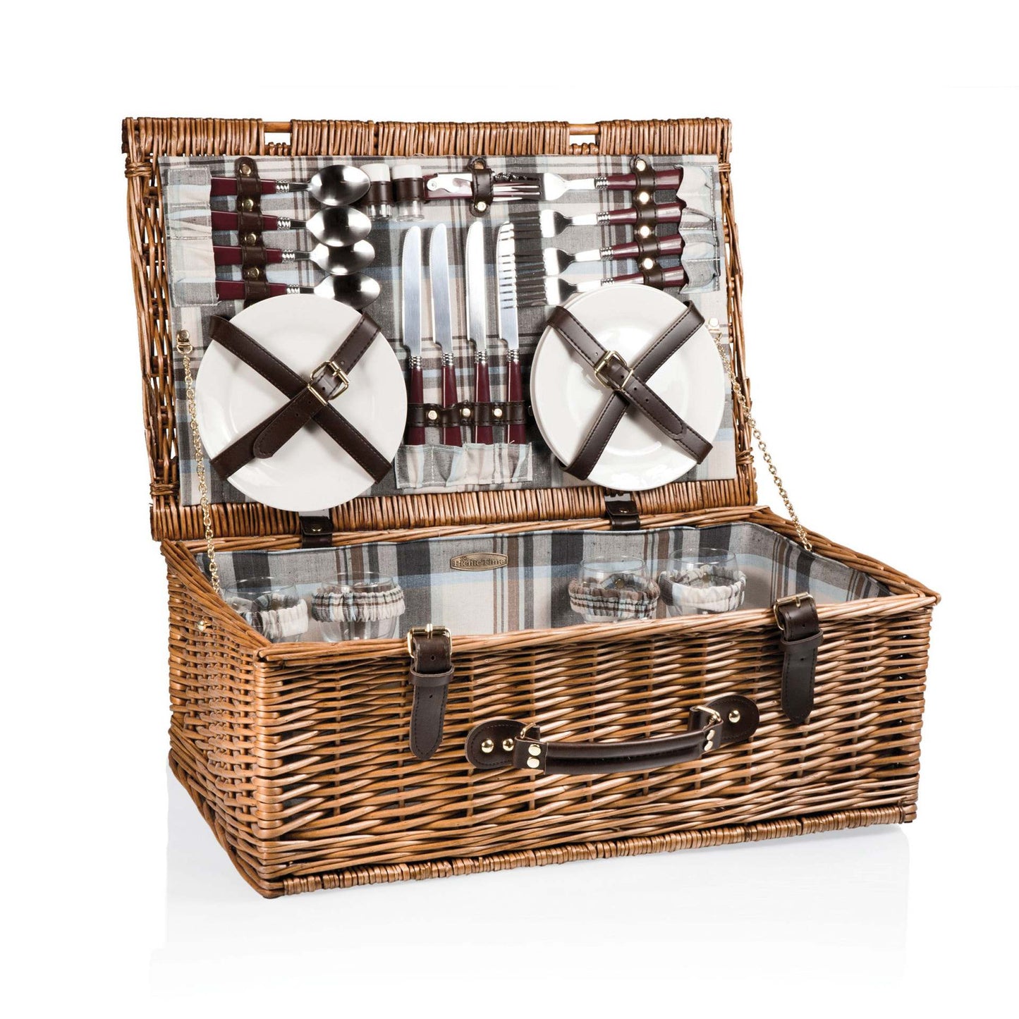 Damen Picknickkorb mit integriertem Geschirr und stilvollen Details Brehn