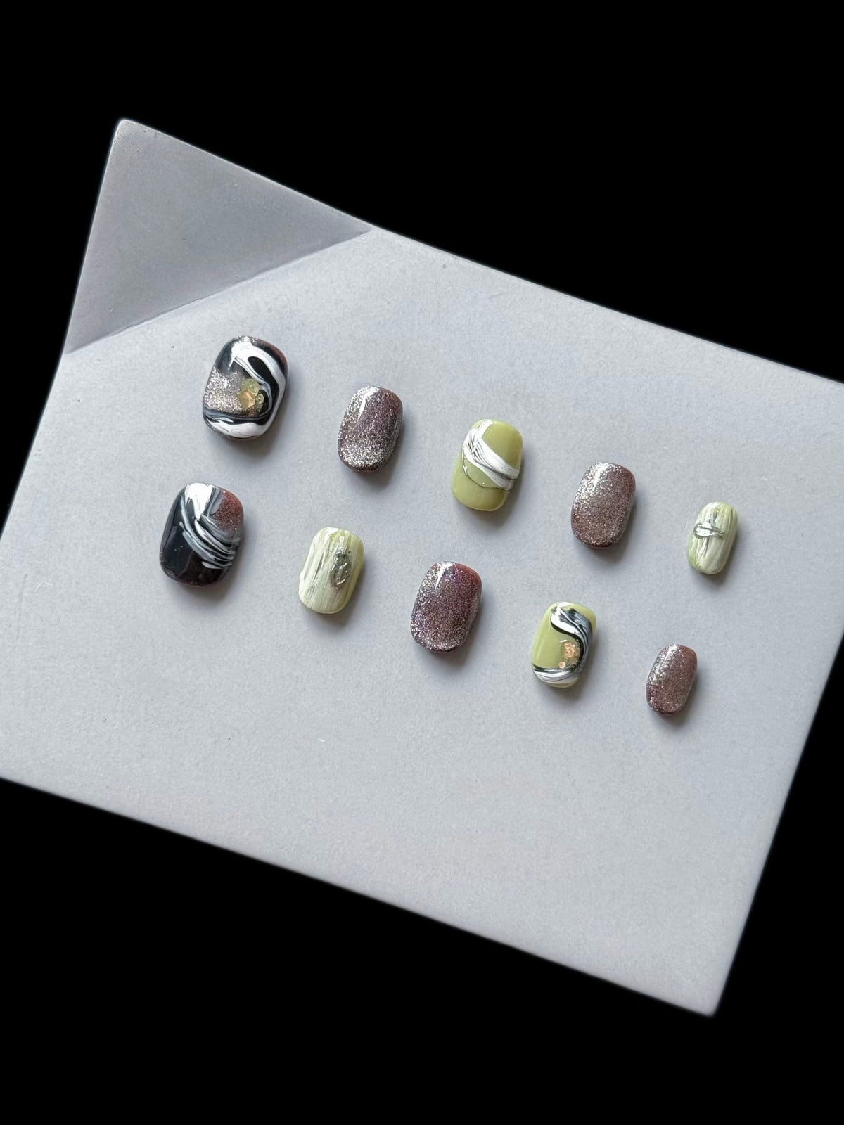 Abstraktes Marmor Press-On Nagelset