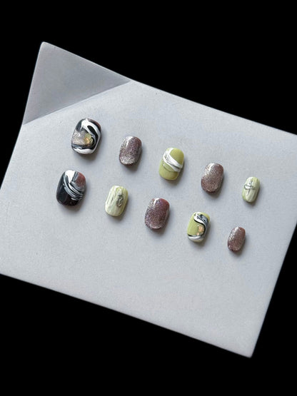 Abstraktes Marmor Press-On Nagelset