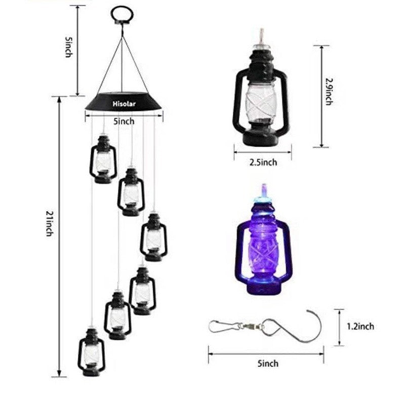Solarbetriebene hängende Kolibri-LED-Windglocke mit farbwechselnden RGB-Acrylvögeln und wetterfestem Oberteil Brehn