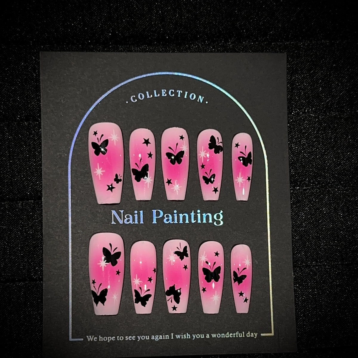 Schmetterlings-verziertes Press-On-Nagelset