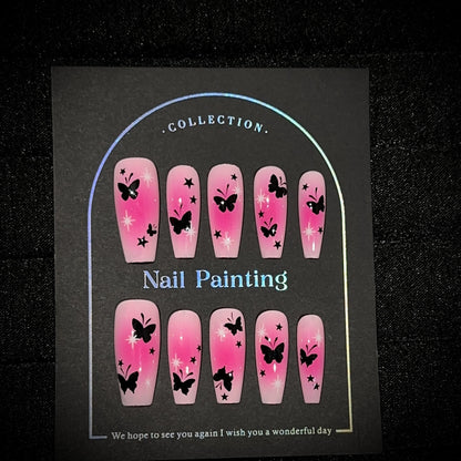 Schmetterlings-verziertes Press-On-Nagelset