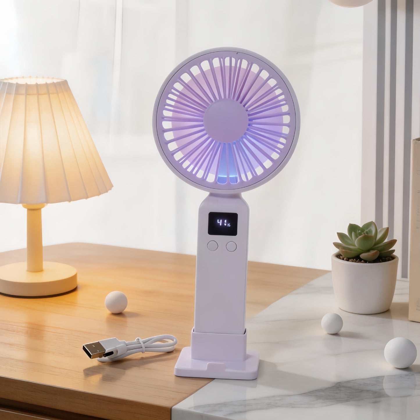 Damen Tragbarer USB-Lüfter mit LED-Display und ergonomischem Design Brehn