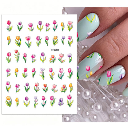 Florales Design Nagelkunst Aufkleber Set
