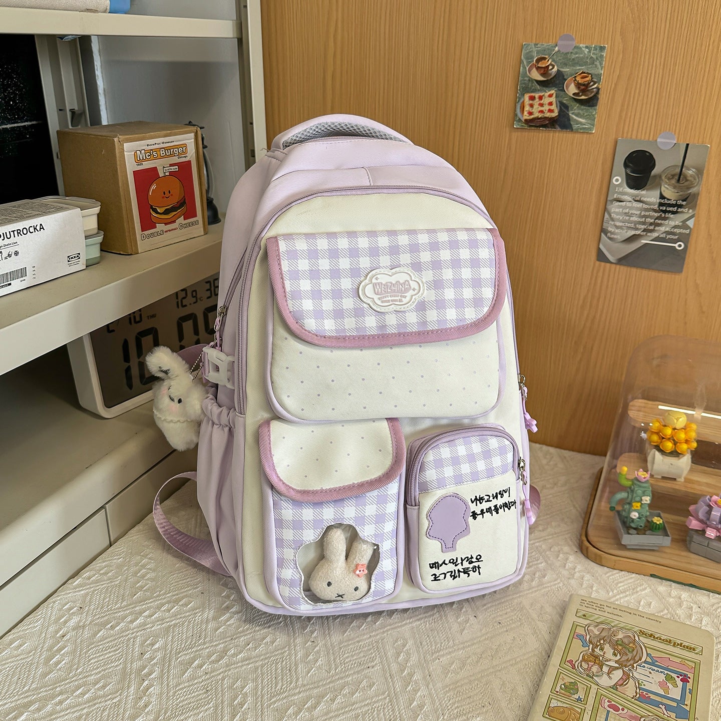 Kindertäschchen aus süßem Plüschhase für die Schule