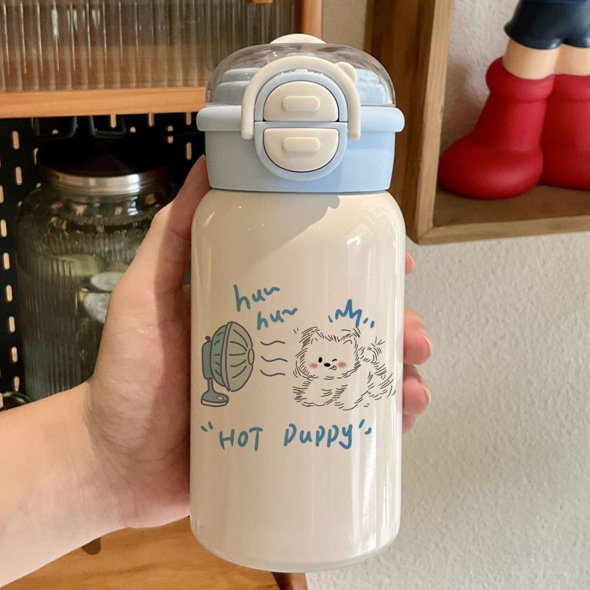 Damen Trinkflasche mit süßem Tiermotiv und innovativem Verschlusssystem Brehn