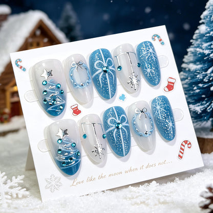 Festliches winterliches Press-On-Nagelkunst-Set
