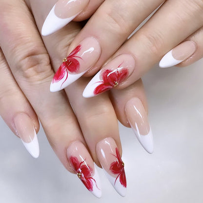 Elegante Floral Stiletto-Nagelverlängerungen Brehn