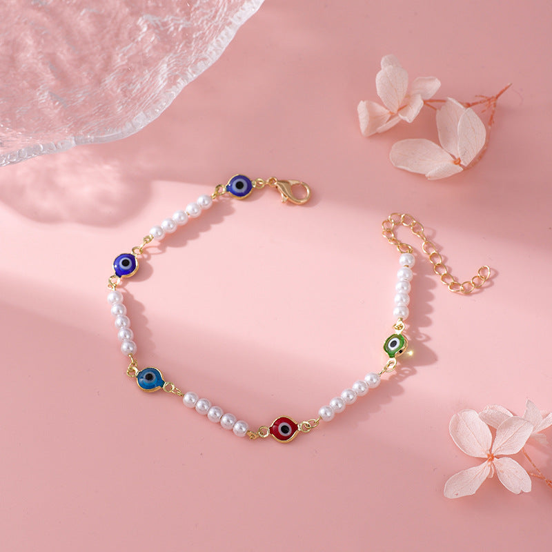 Perlen- und Farbige Böse Augen Armband Brehn