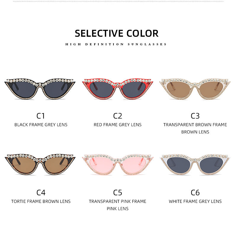 Damen extravagante Cat-Eye Sonnenbrille mit glamourösen Kristallverzierungen Brehn