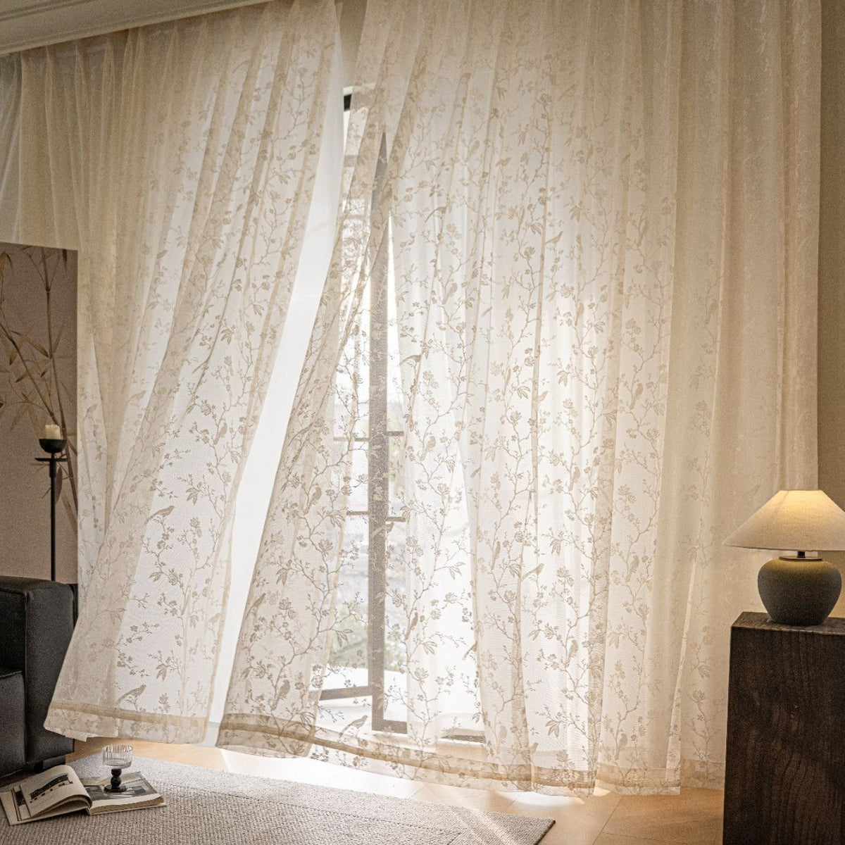 WoLace Bestickte Transparente Gardine Brehn