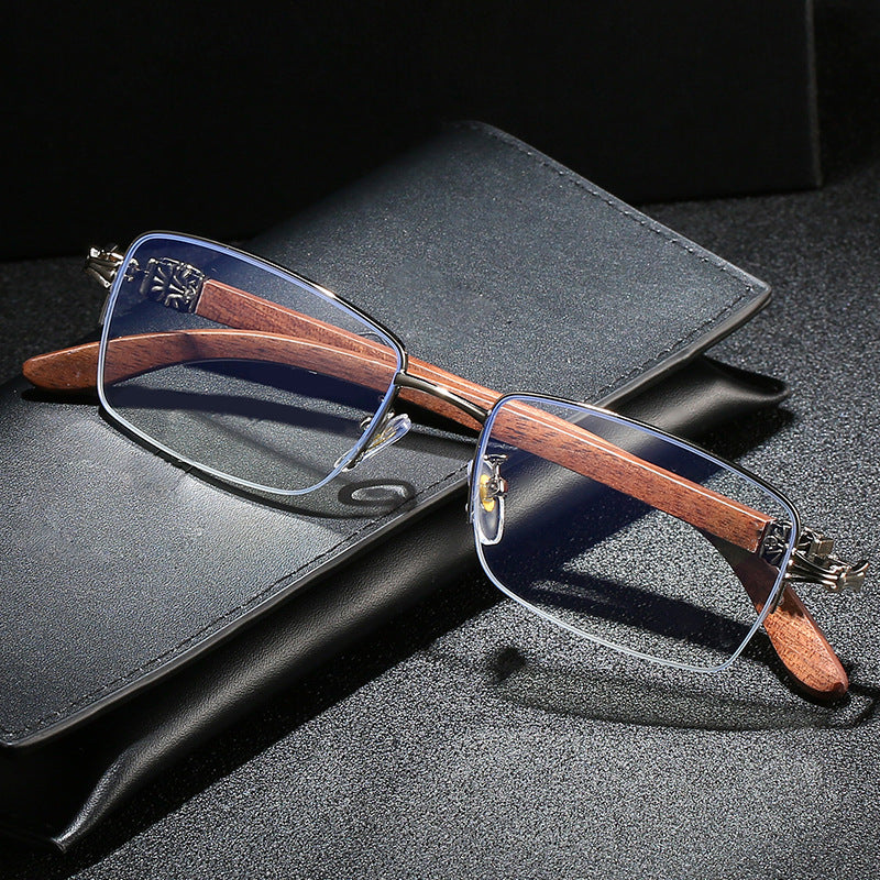 Damen modische Brille mit rechteckigem Rahmen und hochwertigen Holzdetails Brehn