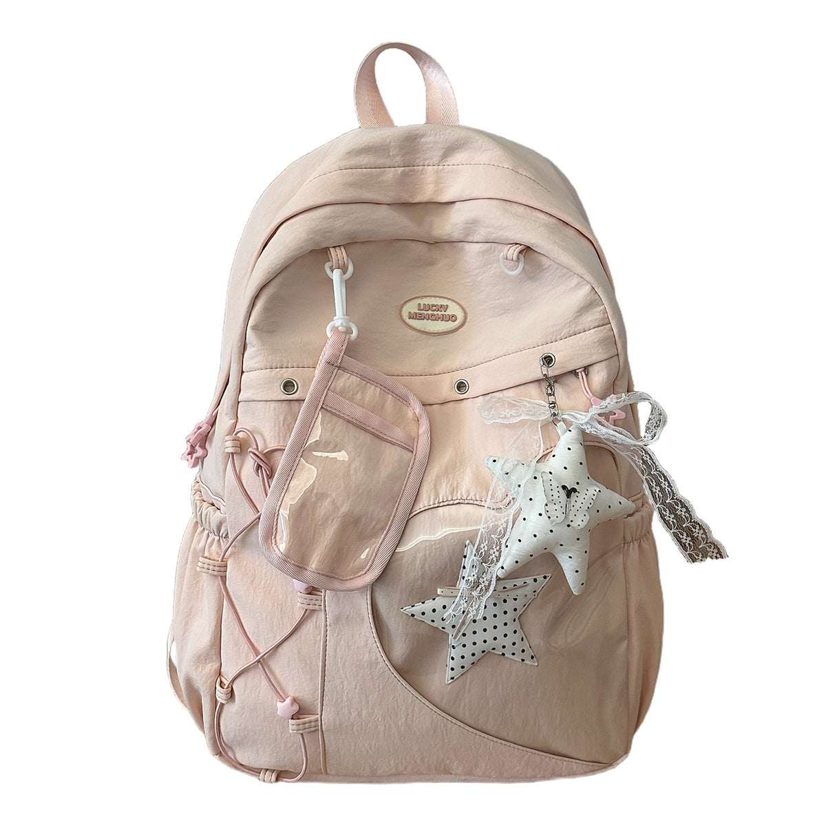 Stylische Multi-Taschen Stern-Applikation Rucksack Brehn