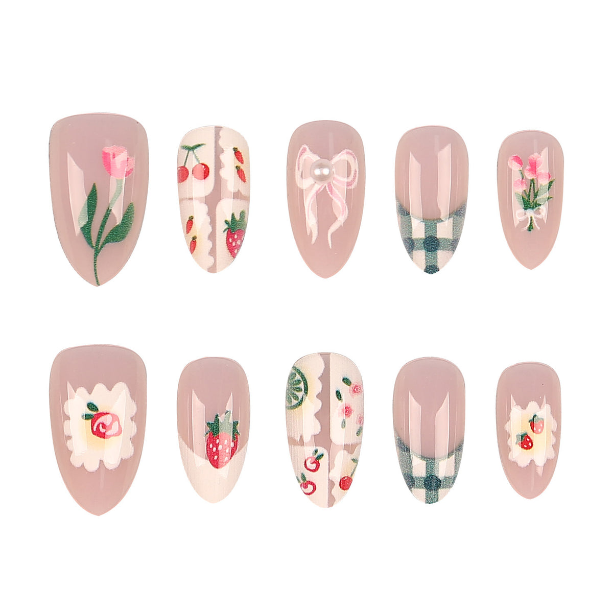 Floral Print Press-On Nail Art Set