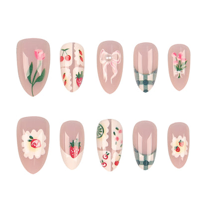 Floral Print Press-On Nail Art Set
