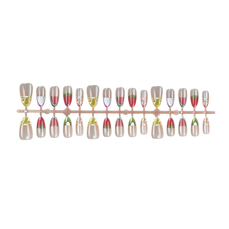 Frucht-inspirierte florale Press-On Nail Art Set Brehn