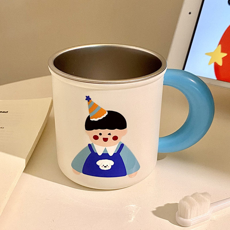 Edelstahl Kaffeebecher mit Fröhlichem Kindermotiv Brehn