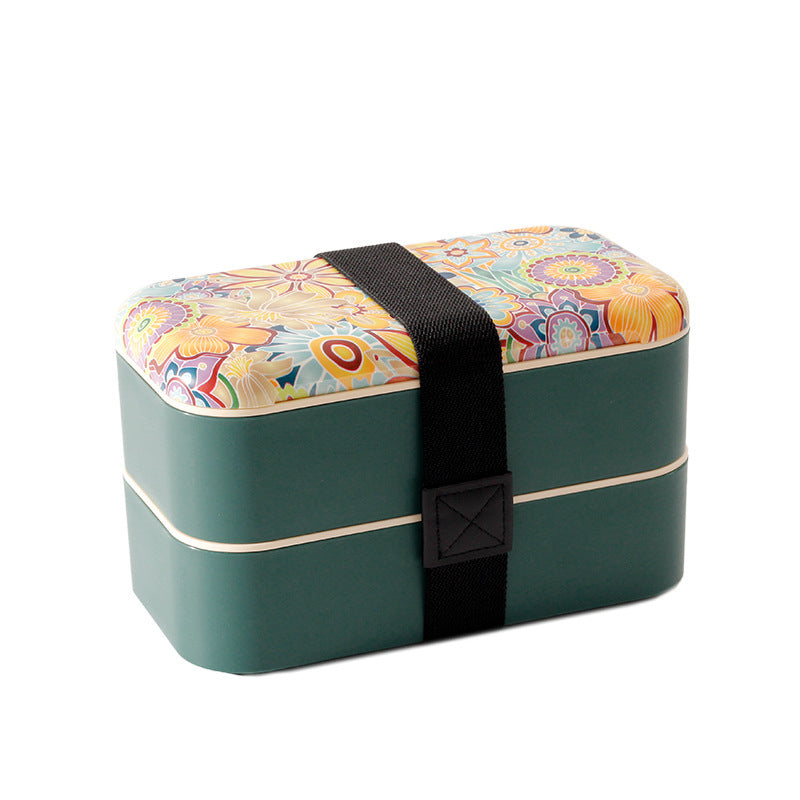 Lebendige dual-schichtige Bento-Lunchbox mit sicherem Riemen
