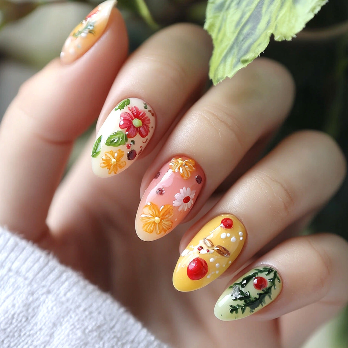 Kunstvolle Nail Art mit floralen Motiven Brehn