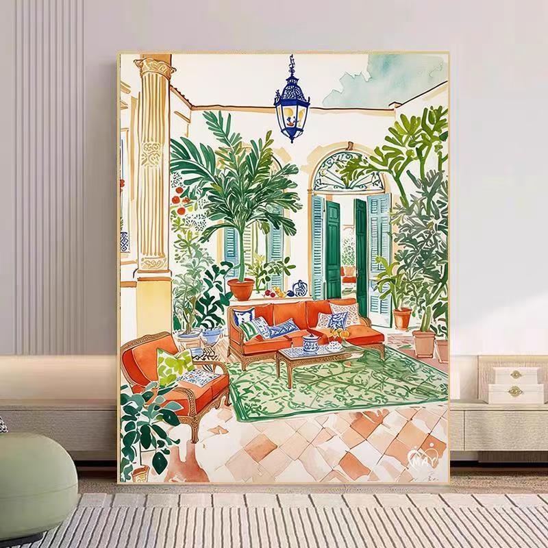 Gemütlicher Wohnzimmer Aquarell Kunstdruck Brehn