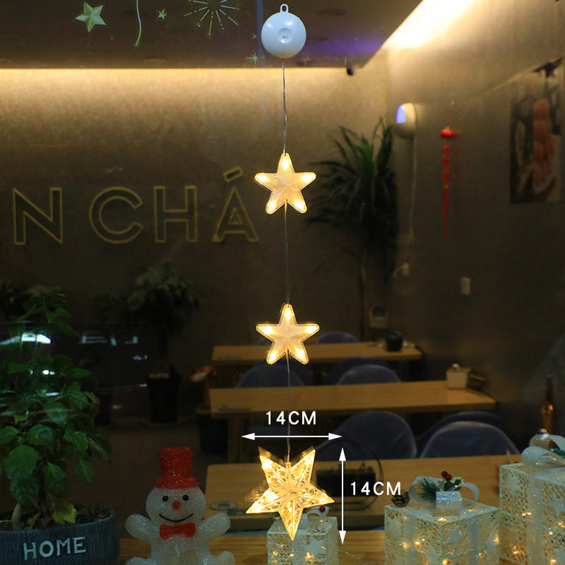 Brehn | Weihnachten 3teilig LED Lichtstern Hängend Baum Saugnapf Fenster Ornamente