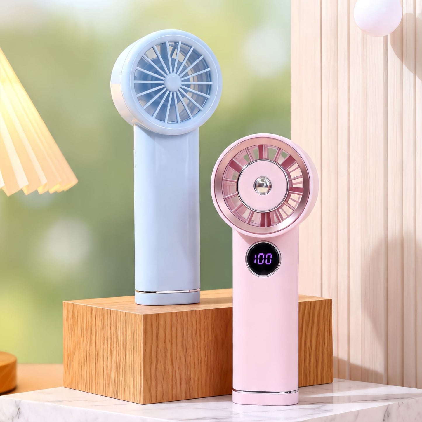 Damen Tragbarer Mini-Handventilator mit digitaler Temperaturanzeige Brehn