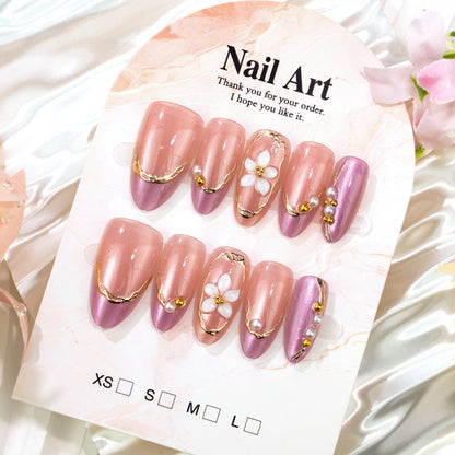 Blumengeschmücktes Press-On Nagelset