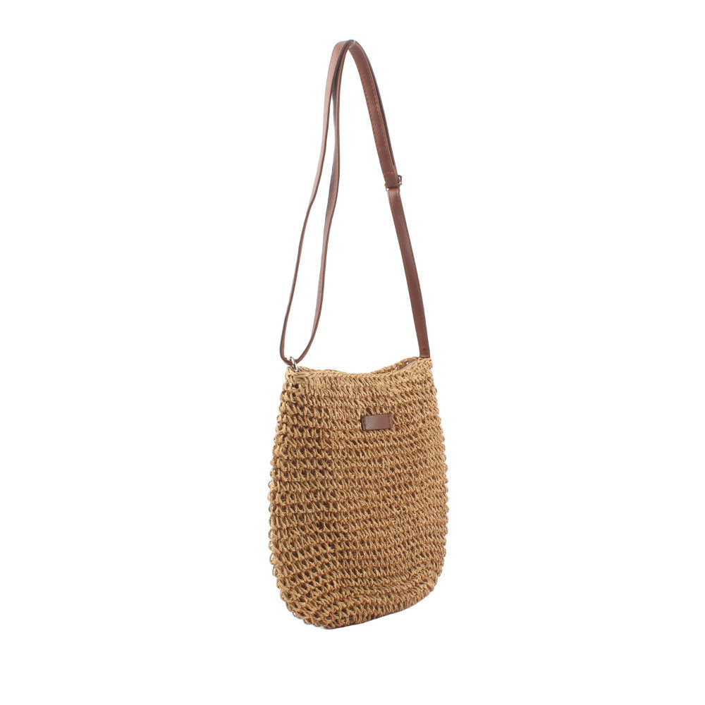 Schultertasche Aus Handgewebtem Naturmaterial mit Verstellbarem Trageriemen Brehn