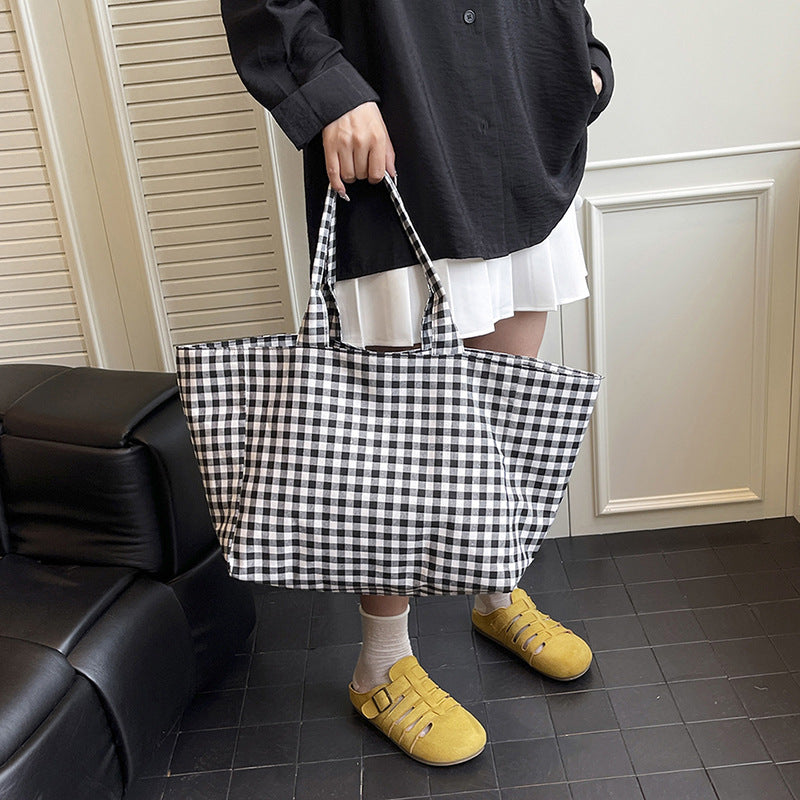 Stylische Gingham-Muster Tragetasche