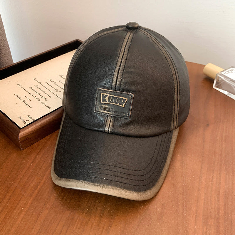 Männliche Vintage Kunstleder Baseballmütze Brehn