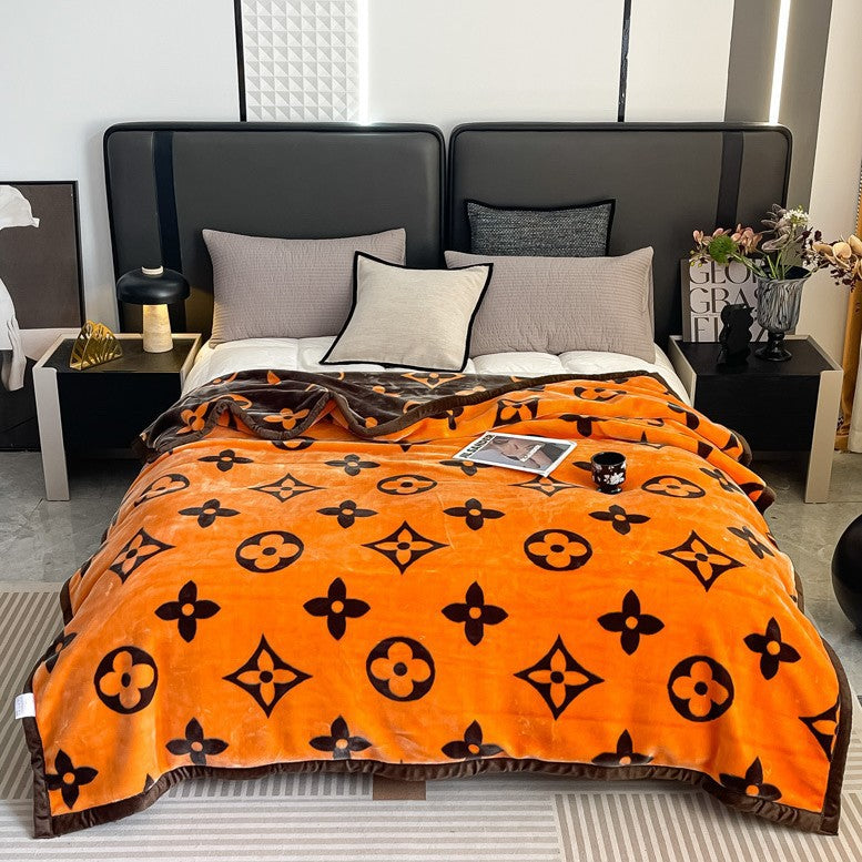 Blumengemusterte Fleece-Wurfdecke Brehn