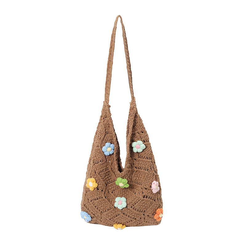 Florale verziertes Häkel-Schultertasche Brehn