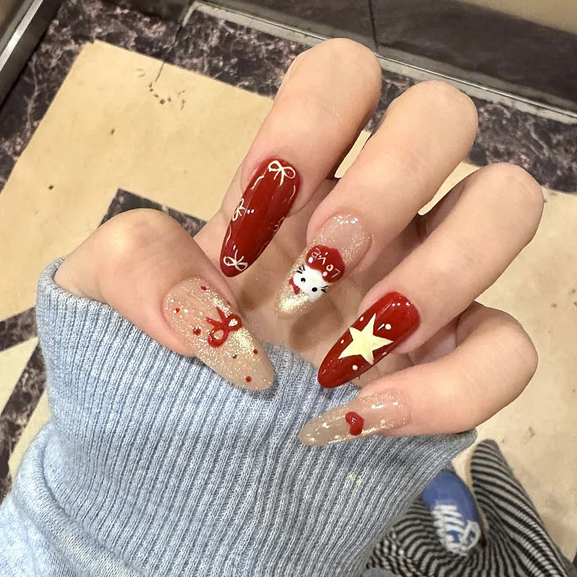 Kunstfingernägel Im Festlichen Weihnachtsdesign Brehn