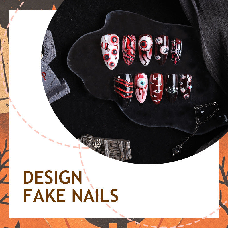 Kreatives Pastell Nagelset mit Gruselmotiven Brehn