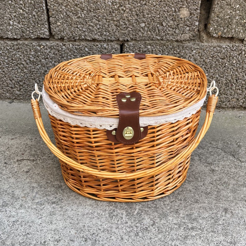 gewebter Rattan-Fahrrad-Vorderrkorb mit Schnellverschluss-Befestigungssystem Brehn