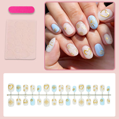 Kunstnagelset mit floralen und geometrischen Designs Brehn