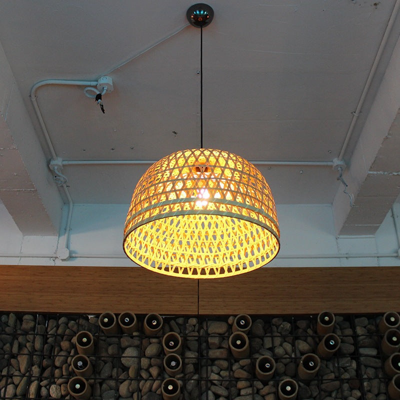 Woven Bamboo Dome Pendelleuchte