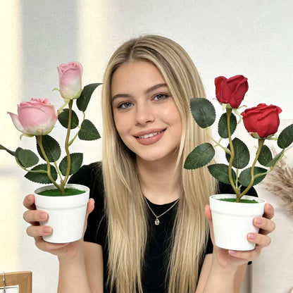 Realistische blühende Rosenarrangement