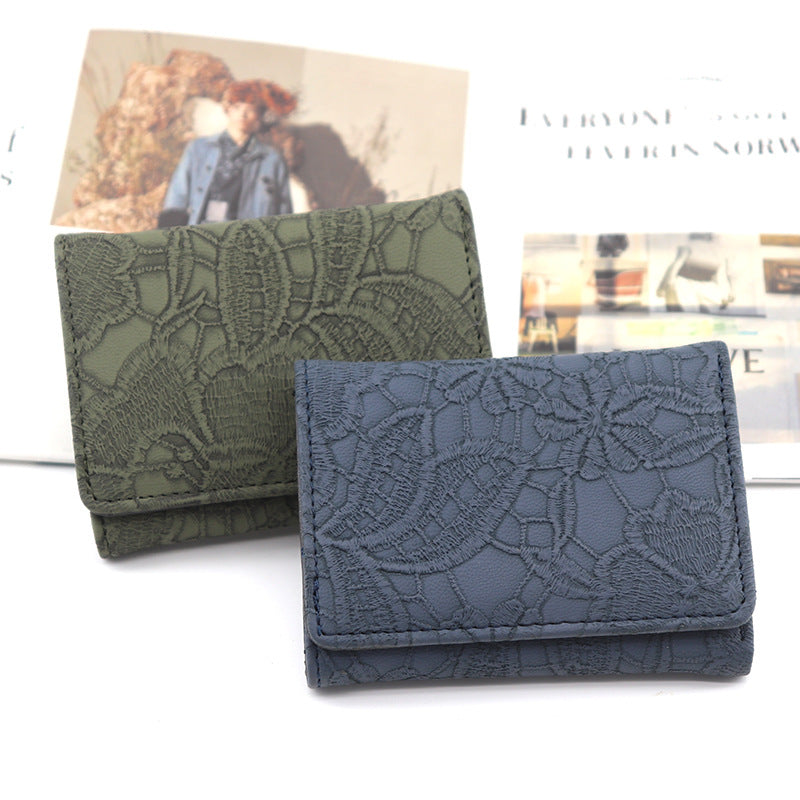 Blumenpräge Leder Mün Brieftasche