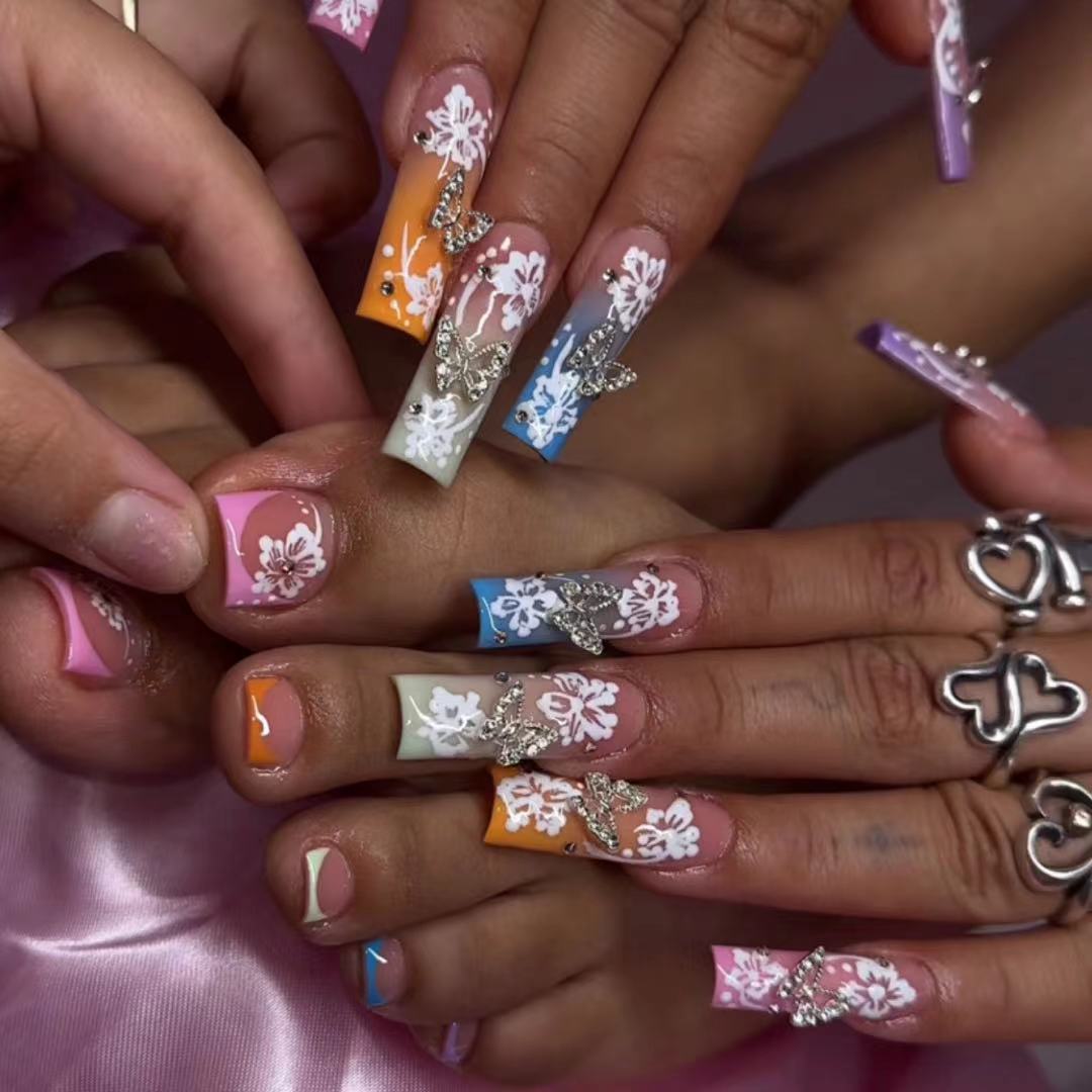 Premium Florale Acryl-Nagelverlängerungen Brehn