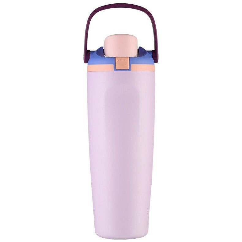 Unisex nan doppelwandige Vakuum-Trinkflasche aus Edelstahl mit Einhand-Klickverschluss und Tragegriff Brehn