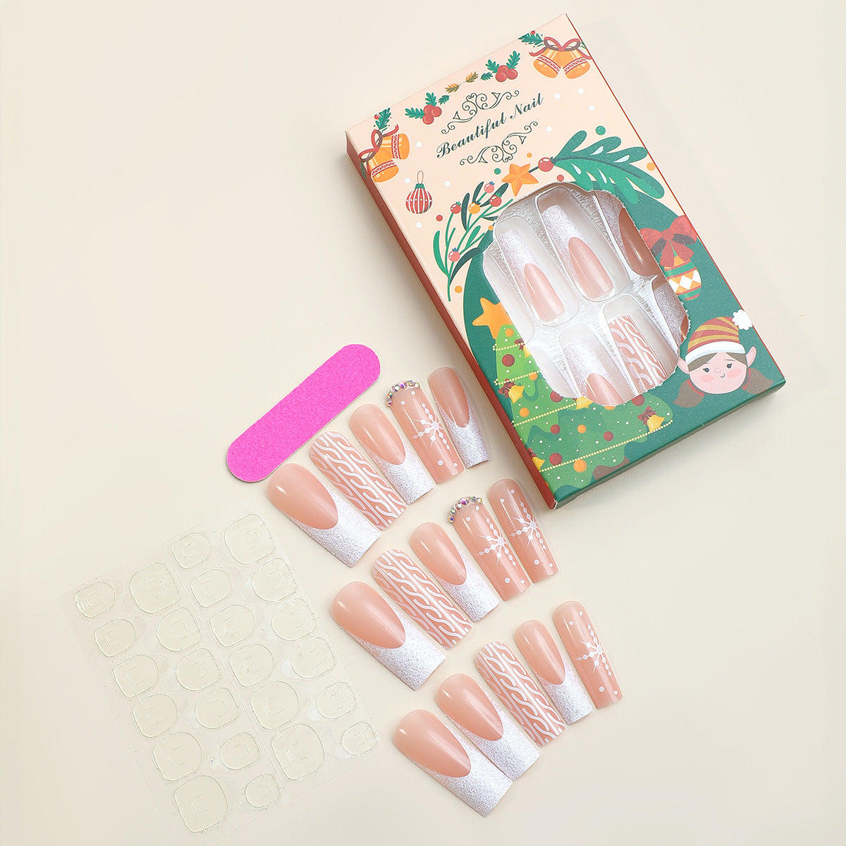 Urlaubs-themed dekorative Press-On Nagel Set Brehn