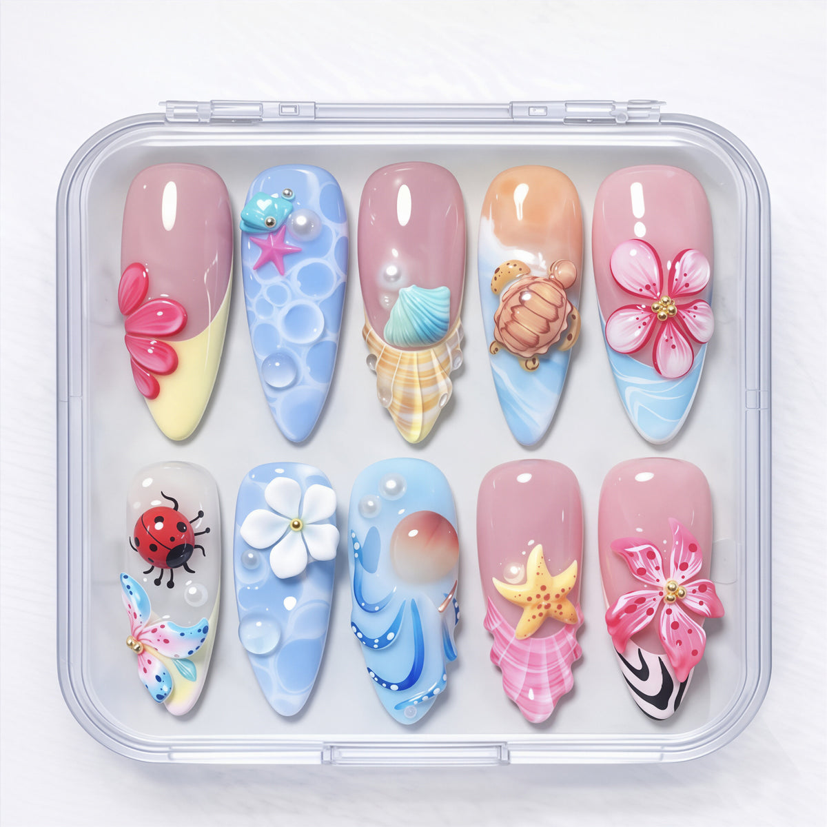 Künstlerisches vom Ozean inspiriertes Press-On Nail Art Set Brehn 1790636618