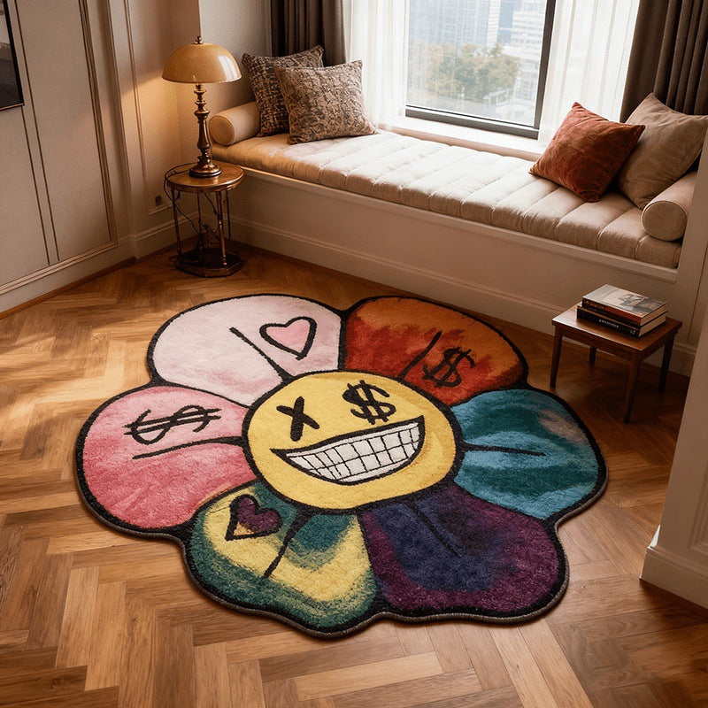 Dekorativer Emoji-Blumenförmiger Teppich